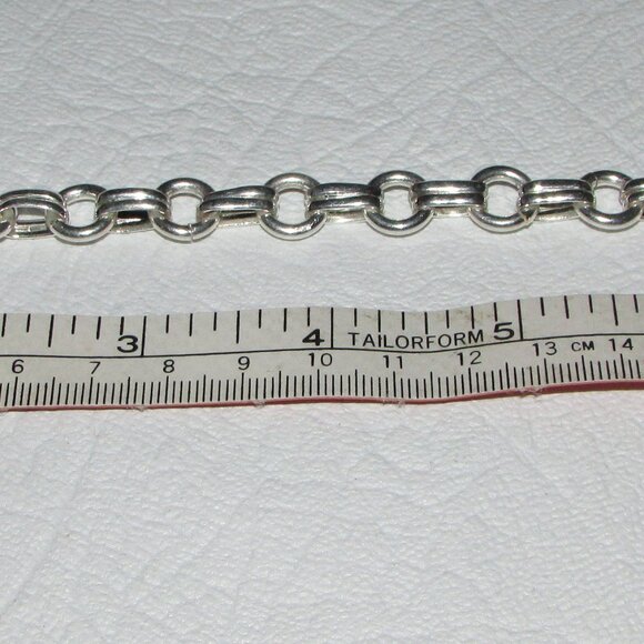 Silver Double Link Toggle Bracelet - NEW - Picture 2 of 7